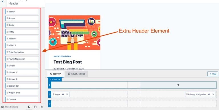 Kadence Pro Header Advanced