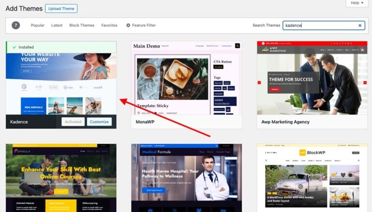 Kadence Installation
