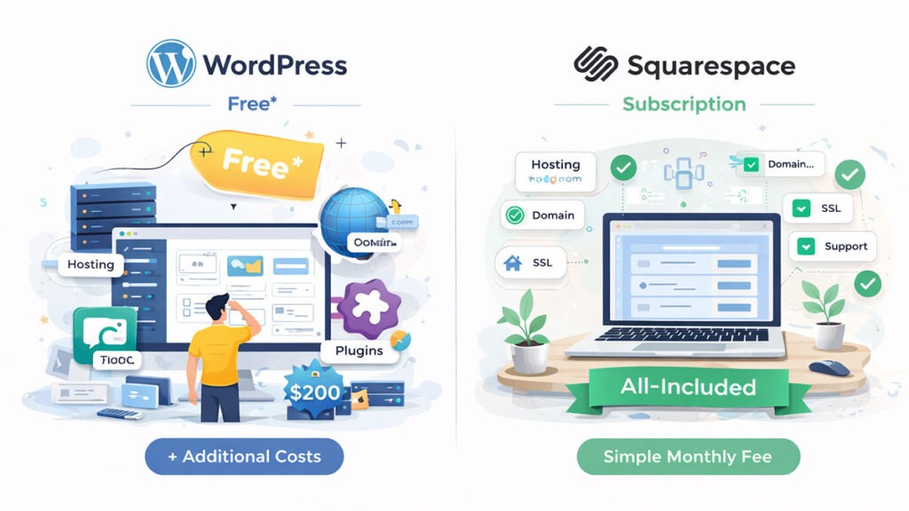 Pricing - WordPress vs Squarespace